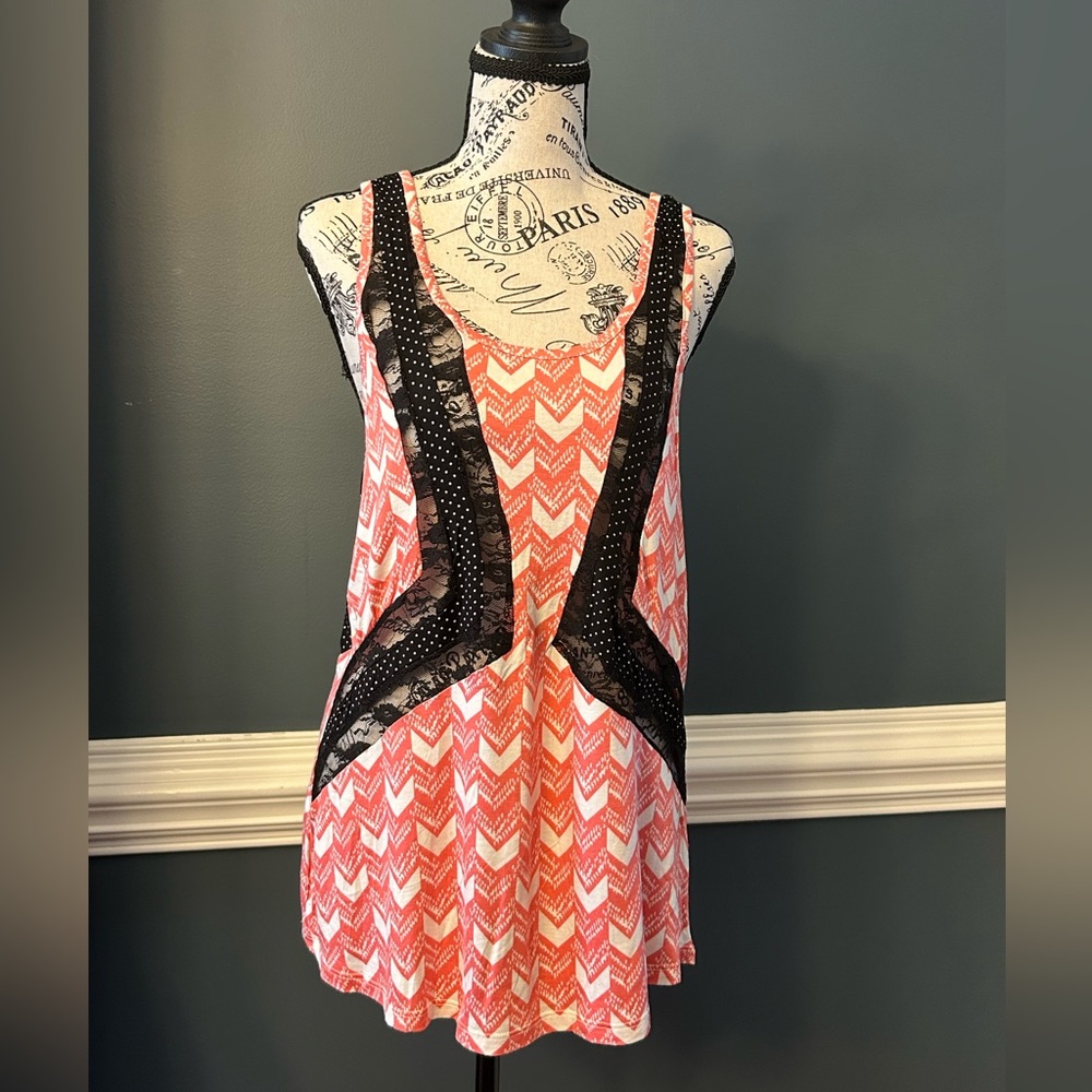 Buckle Coral with Lace Trim and Black Polka Dot Tank